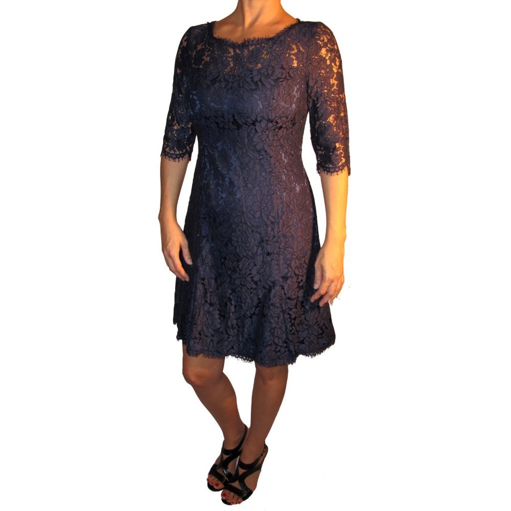 Eliza J Lace Fit and Flare 3/4 Sleeve Navy Size 8